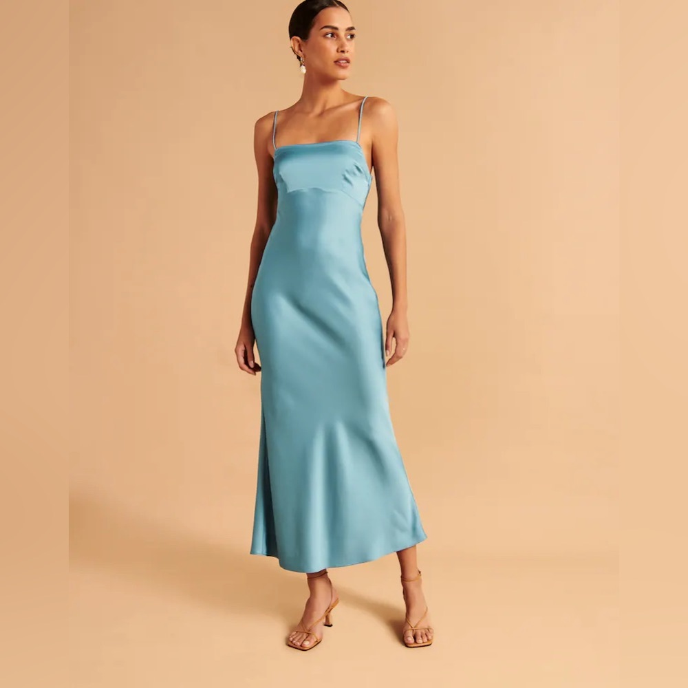 Satin Cowl Back Slip Midi Dress